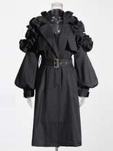 The "Kyria" Ruffle Sleeve Trench in Black | Ready to Ship