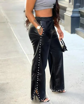 The "Katana" PU Leather Wide Legged Pants in Black | Ready to Ship β 40% OFF