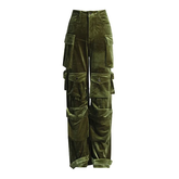 The "Kali" Velvet Cargo in Olive | Ready to Ship