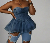 The "Inara" Denim Flare Corset Top | Ready to Ship β 40% OFF