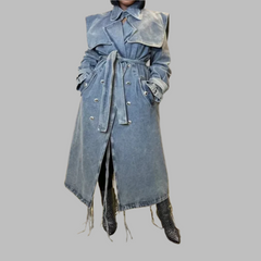 The "Denim Royalty" Oversized Denim Trench | Pre-Order - Ships Between June 20th - June 30th