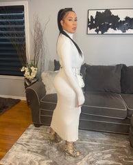 The "Vanguard" Ribbed Maxi Zip Dress in White | Ready to Ship