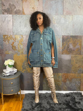 The "Kendra" Denim Cape Dress | Ready to Ship β 40% OFF