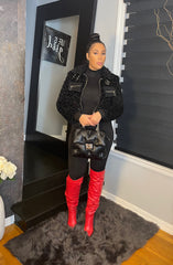 The "Luxe Sherpa" Moto Coat in Black | Ready to Ship — 40% OFF