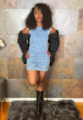 The "Delta" Denim Dress w/Slouch Sleeves | Ready to Ship β 40% OFF