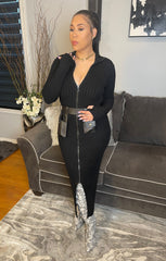 The "Vanguard" Ribbed Maxi Zip Dress in Black | Pre-Order - Ships Between January 15th - January 30th