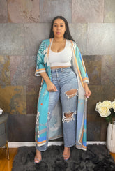 The "Raven" Print Kimono in Blue | Ready to Ship β 40% OFF