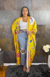 The "Adina" Print Kimono in Yellow | Ready to Ship — 40% OFF