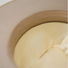 The "Amara" 100% Wool Felt Fedora in Sand | Pre-Order - Ships in 14-21 Business Days