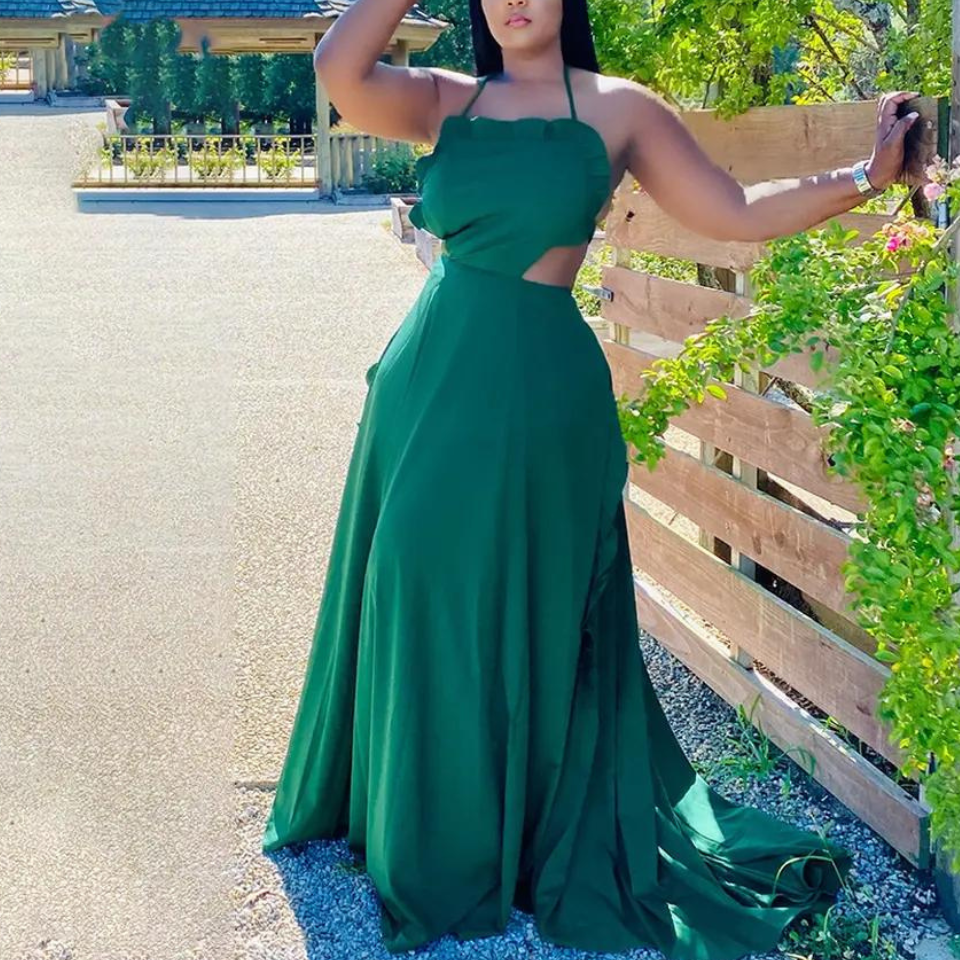 The "Zuri" Long Flowy Dress in Green | Ready to Ship  40% OFF  ES Fashion  LAB