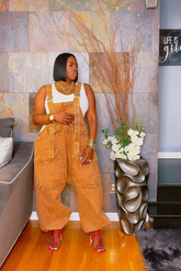 The "Nikki" Oversized Overalls in Cognac | Pre-Order - Ships Between October 25th and October 30th