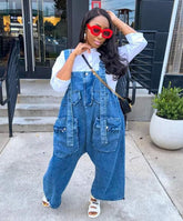 The "Nikki" Oversized Overalls in Blue | Ready to Ship