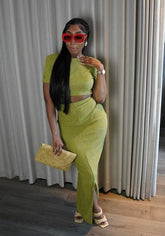 The "Havana" 2 Piece Skirt Set in Lime | Ready to Ship β 40% OFF