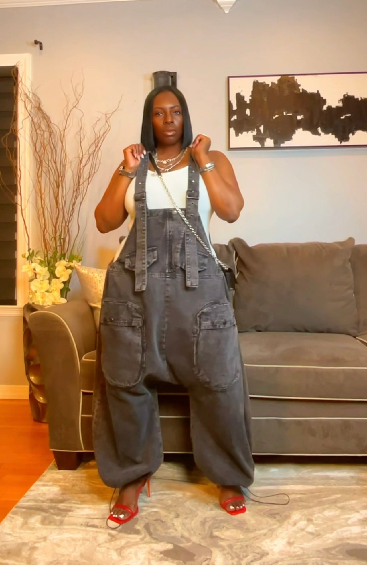 【試着のみ】ARGUE OVERSIZED LADY OVERALL BLACK The 