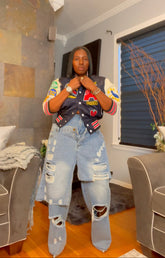 The "Jahvani" Distressed Denim Skirt Overlay Jeans | Ready to Ship