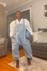 The "Nikki" Oversized Overalls in Light Wash | Ready to Ship