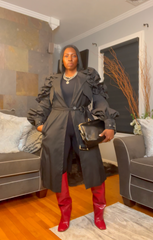 The "Kyria" Ruffle Sleeve Trench in Black | Ready to Ship