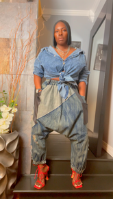 The "Amoura" Denim Oversized Harem Joggers | Ready to Ship
