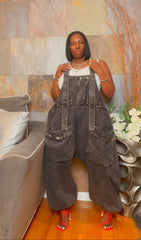 The "Jazmyn" Oversized Overalls in Black Wash | Free Shipping Included