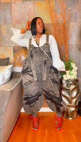 The "Kaylani" Oversized Overalls in Black Wash | Free Shipping Included
