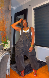 The "Nikki" Oversized Overalls in Black | Free Shipping Included