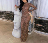 The "Kieryn" Rhinestone See Through Mesh Dress | Ready to Ship β 40% OFF