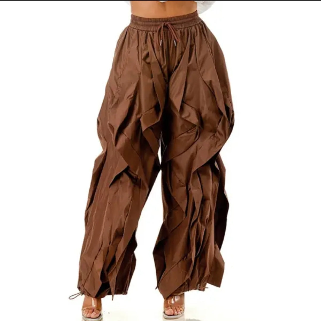 The "Shakyra" Wavy Pants in Chocolate | Ships Next Day