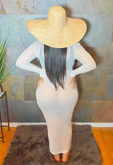 The "Alexa" Ribbed Mesh Cover-up Dress in White | Ready to Ship — 40% OFF