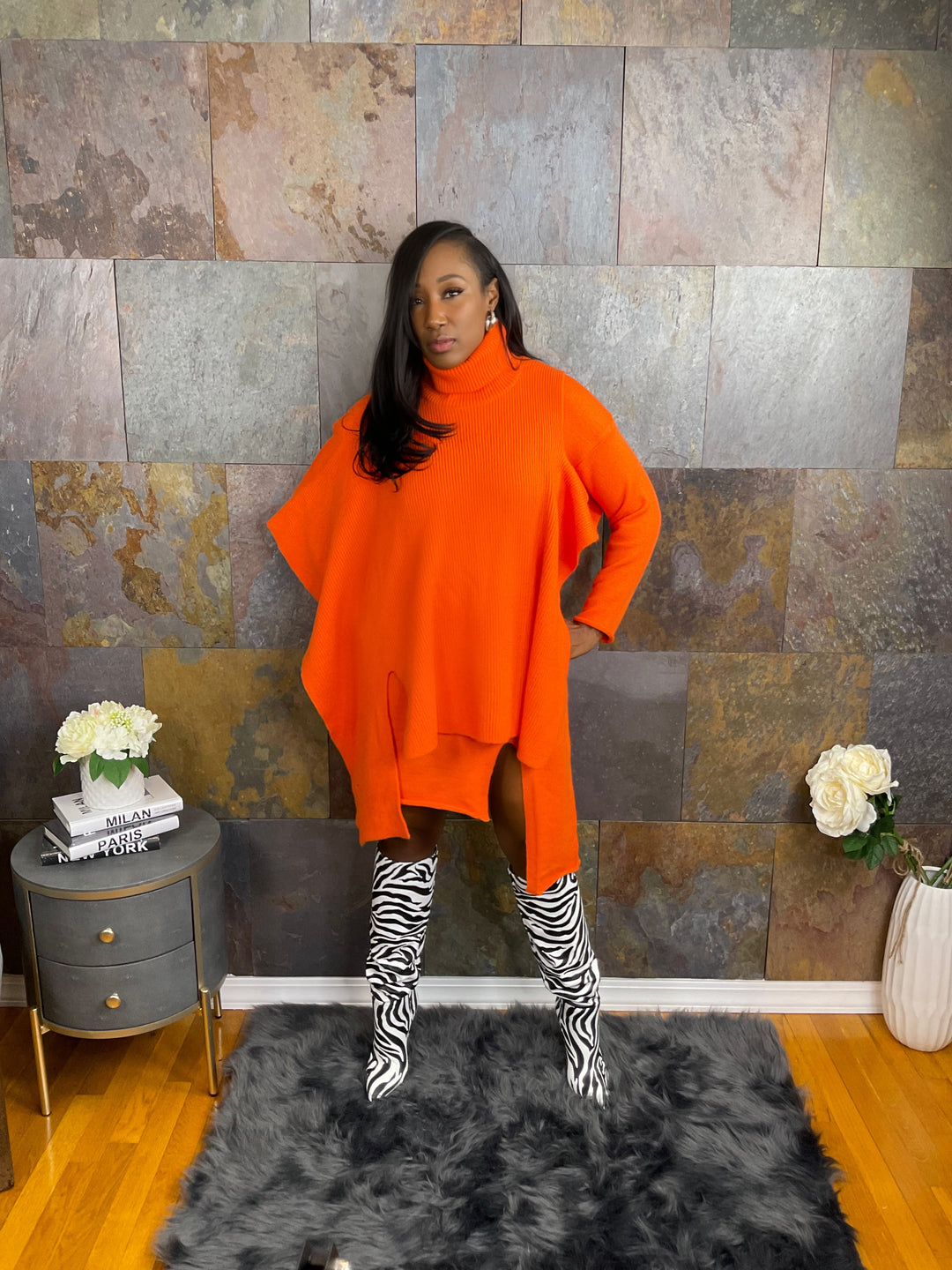 The "Leveled Up" 2 piece Sweater Dress in Orange | Ready to Ship