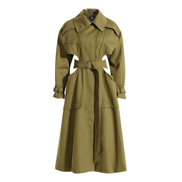 The "Zarisse" Cutout Trench in Olive | Pre-Order - Ships Between November 30th - December 20th