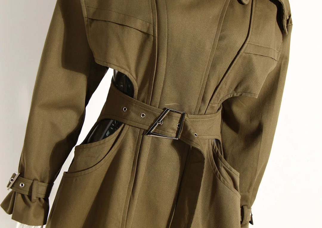 The "Zarisse" Cutout Trench in Khaki | Pre-Order - Ships Between November 30th - December 20th