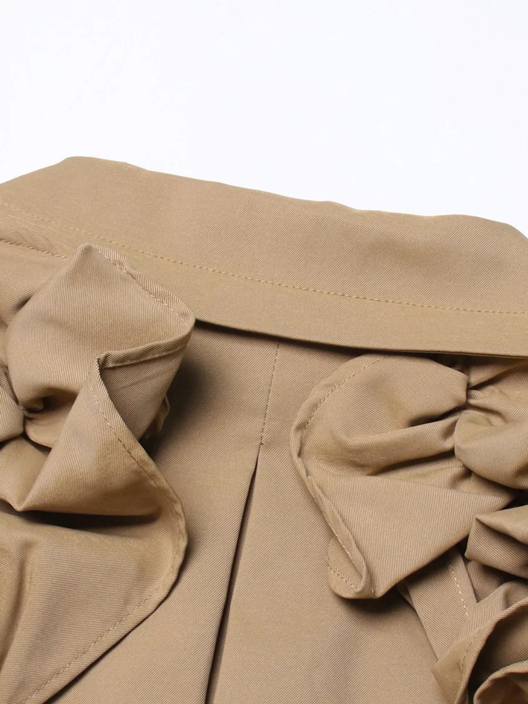The "Kyria" Ruffle Sleeve Trench in Khaki | Pre-Order - Ships Between January 15th - January 30th