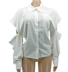 The "Monika" Slouch Sleeve Shirt in White | Ready to Ship — 40% OFF
