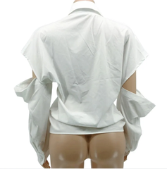 The "Monika" Slouch Sleeve Shirt in White | Ready to Ship — 40% OFF