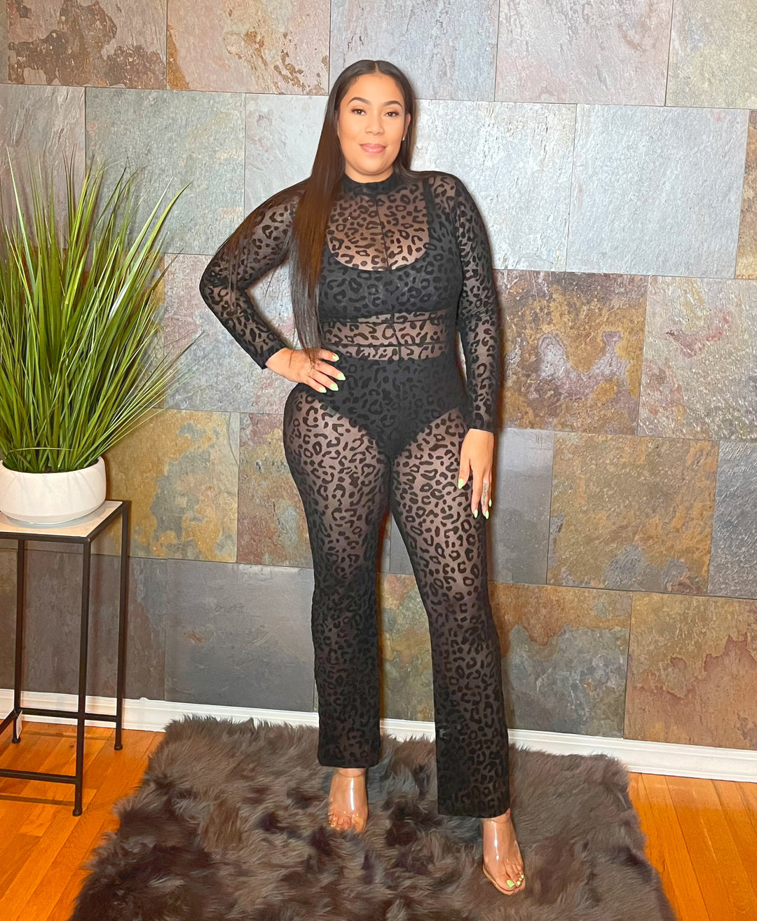 The "Myah" Leopard Jumpsuit in Black | Ready to Ship