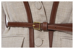 The "Octavia" Belted Blazer in Khaki | Ready to Ship — 40% OFF