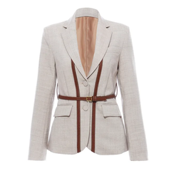 The "Octavia" Belted Blazer in Khaki | Ready to Ship — 40% OFF
