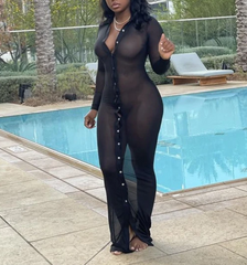 The "Ariel" Mesh Coverup Dress in Black | Ready to Ship — 40% OFF