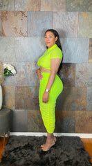 The "Tahlee" 2 Piece Mesh/Bandage Skirt Set in Lime | Ready to Ship — 40% OFF