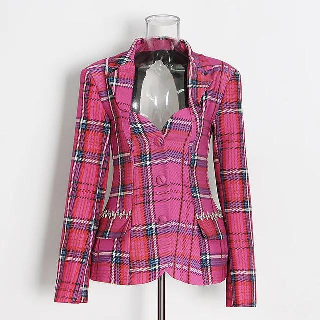 The "Lexii" Pink Plaid Blazer | Ready to Ship