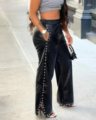 The "Katana" PU Leather Wide Legged Pants in Black | Ready to Ship — 40% OFF