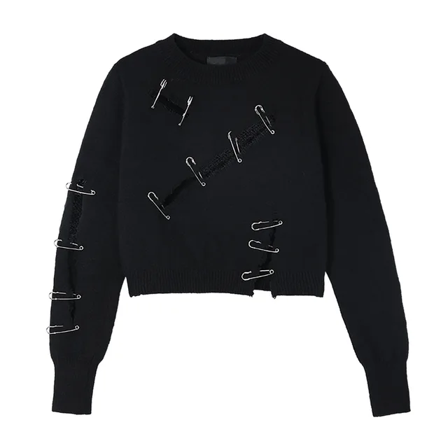 The "Let's Connect" Cropped Sweater in Black | Ready to Ship