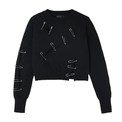 The "Let's Connect" Cropped Sweater in Black | Ready to Ship — 40% OFF