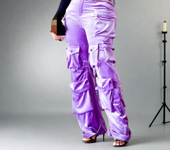 The "Kali" Velvet Cargo in Purple  | Ready to Ship — 40% OFF