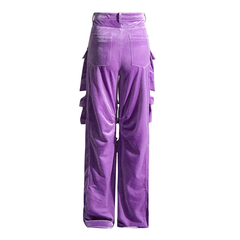 The "Kali" Velvet Cargo in Purple  | Ready to Ship — 40% OFF