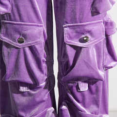 The "Kali" Velvet Cargo in Purple  | Ready to Ship — 40% OFF