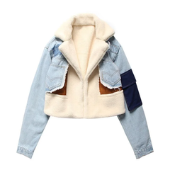 The "Kourtney" Oversized Waist Mixed Denim Coat  | Ready to Ship — 40% OFF