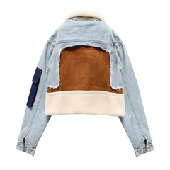 The "Kourtney" Oversized Waist Mixed Denim Coat  | Ready to Ship — 40% OFF