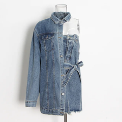 The "Lauren" Denim Attached Dress Jacket | Ready to Ship — 40% OFF