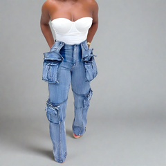 The "Zola" Side Zip Denim Cargo | Ready to Ship — 40% OFF
